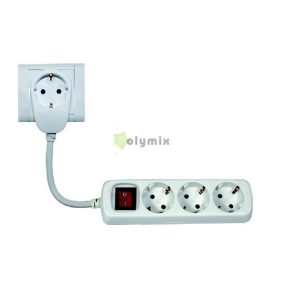   Powersplit 3-as elosztó kapcs., túlterh.véd, 2m H05VV-F 3G1,5mm2,fehér,max.3500W