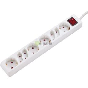   Asztali elosztó 4 Euro + 4 dugalj kapcsolóval 5m fehér 3x1,5mm2