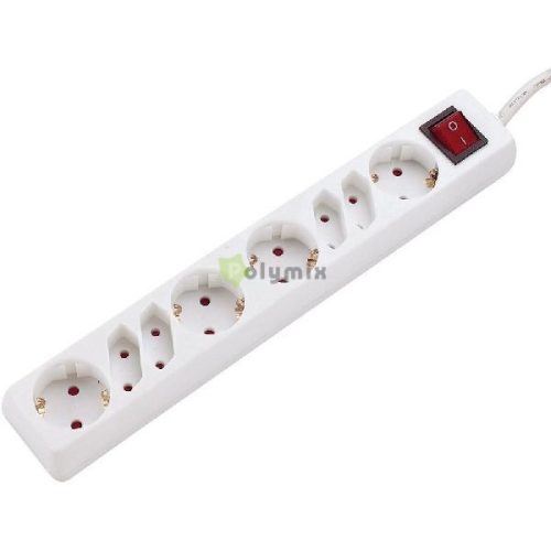 Asztali elosztó 4 Euro + 4 dugalj kapcsolóval 5m fehér 3x1,5mm2
