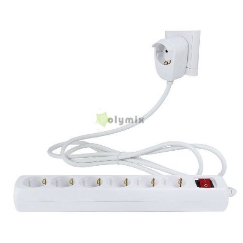 Powersplit 6-os elosztó kapcs., túlterh.véd, 2m H05VV-F 3x1,5mm2,fehér,max.3500W