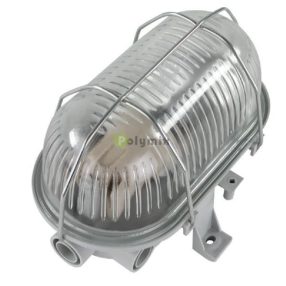 Hajólámpa, ovális, fémrácsos 60W, IP44 szürke