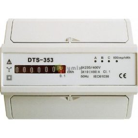   3 pólusú elektromechanikus almérő 3x230/400V, 3x45(100)A, 800imp/kWh, szürke