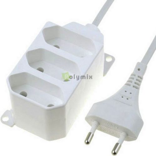 Asztali elosztó 3 x EURO, 1.5m, 2x0.75, rögzíthető, fehér, 230V~/2,5A/625W