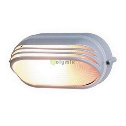 Ovális hajólámpa, félig fedett aluminium E27, max 60W, IP44, 230V~, fehér
