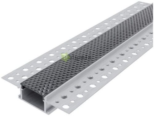 Alu Profil "U" 61x14mm Gipszkartonba Süllyeszthető Fekete méhsejt búrával 1m