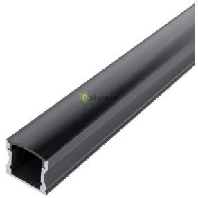   Alu Profil "U" 17.2x14.4mm Falon Kívüli Fekete - Fekete búrával 1m