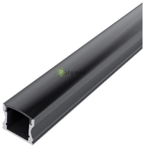 Alu Profil "U" 17.2x14.4mm Falon Kívüli Fekete - Fekete búrával 1m