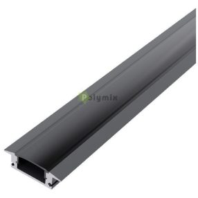   Alu Profil "U" 24.7x7mm Süllyeszthető Fekete - Fekete búrával 1m