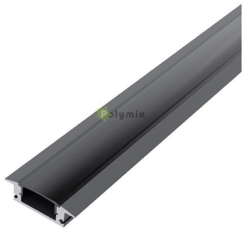 Alu Profil "U" 24.7x7mm Süllyeszthető Fekete - Fekete búrával 1m