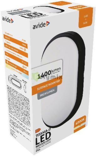 (Titania-O) Cseppálló Mennyezeti Lámpa Ovális IP54 14W NW 4000K Fekete 100lm/W