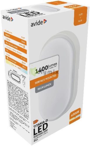 (Titania-O) Cseppálló Mennyezeti Lámpa Ovális IP54 14W NW 4000K Fehér 100lm/W