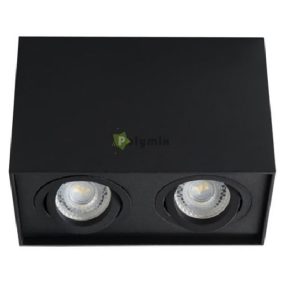 GU10 Lámpatest Négyzetes Fekete Dönthető Dupla