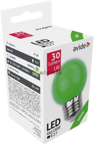 Dekor LED fényforrás G45 1W E27 Zöld
