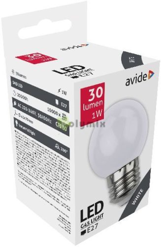 Dekor LED fényforrás G45 1W E27 Fehér