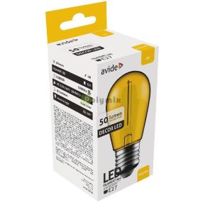 Dekor LED fényforrás G45 1W E27 Sárga