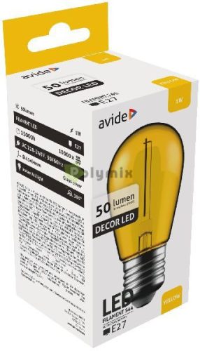 Dekor LED fényforrás G45 1W E27 Sárga