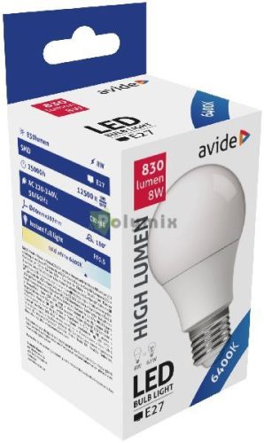 LED Globe A60 8W E27 CW 6400K