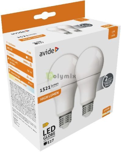 LED Globe Twin Pack A60 13W E27 NW 4000K 2db/csomag