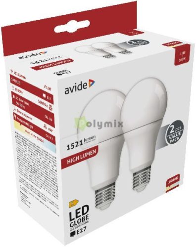 LED Globe Twin Pack A60 13W E27 WW 3000K 2db/csomag