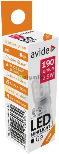 LED 2.5W G9 NW 4000K