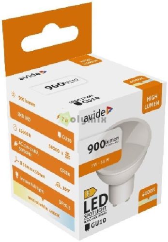 LED Spot Alu+plastic 7W GU10 NW 4000K 900lm
