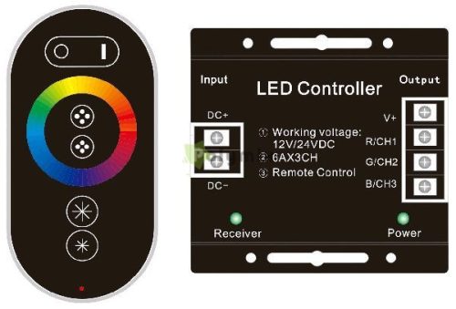 LED Szalag 12V 216W RGB 6 Gombos RF Érintőpaneles Távirányító és Vezérlő