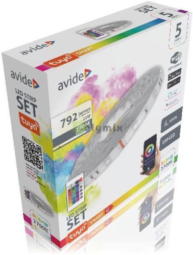 LED Szalag Bliszter 12V 22W SMD5050 30LED RGB+2700K IP65 5m WIFI TUYA + IR