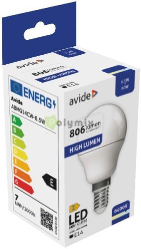 LED Globe Mini G45 6.5W E14 CW 6400K