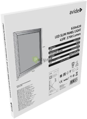 LED Slim Panel 622x622x10mm 45W CW 6400K