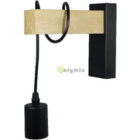   Fali Függeszték Lámpa Madeline 1xE27 Foglalattal Fa/Fekete