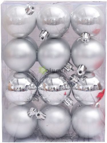 Karácsonyfadísz Gömb 5cm Ezüst 24db/doboz