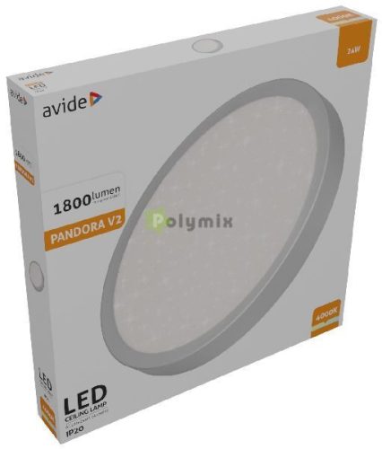 LED Mennyezeti Lámpa Pandora V2 Csillagos Ezüst 24W 380*50mm NW 4000K