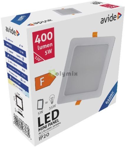 LED Beépíthető Négyzetes Mennyezeti Lámpa Műanyag 5W CW 6400K