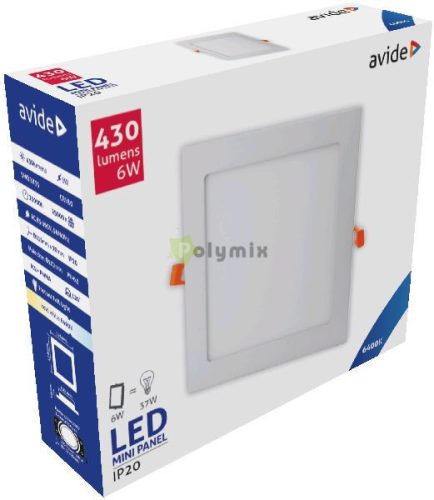 LED Beépíthető Négyzetes Mennyezeti Lámpa ALU 6W CW 6400K