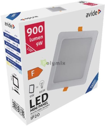 LED Beépíthető Négyzetes Mennyezeti Lámpa Műanyag 9W CW 6400K