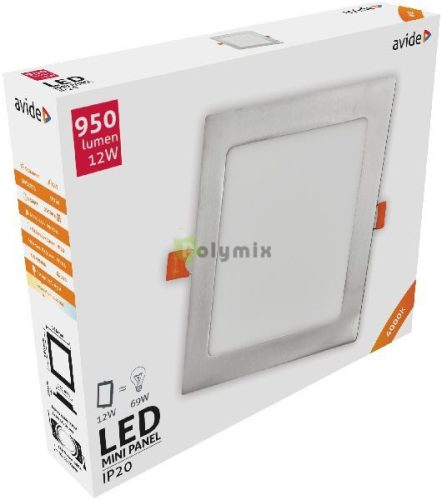 LED Beépíthető Négyzetes Mennyezeti Lámpa ALU Szatén Nikkel 12W NW 4000K