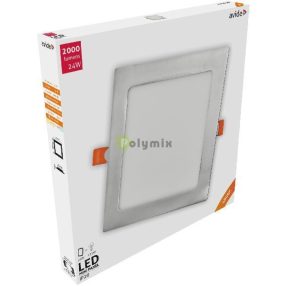   LED Beépíthető Négyzetes Mennyezeti Lámpa ALU Szatén Nikkel 24W NW 4000K