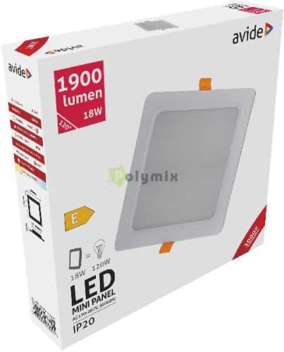 LED Beépíthető Négyzetes Mennyezeti Lámpa Műanyag 18W WW 3000K