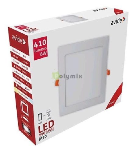 LED Beépíthető Négyzetes Mennyezeti Lámpa ALU 6W WW 3000K