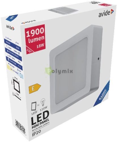 LED Falra Szerelhető Négyzetes Mennyezeti Lámpa Műanyag 18W CW 6400K
