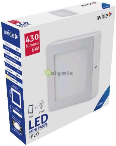 LED Falra Szerelhető Négyzetes Mennyezeti Lámpa ALU 6W CW 6400K