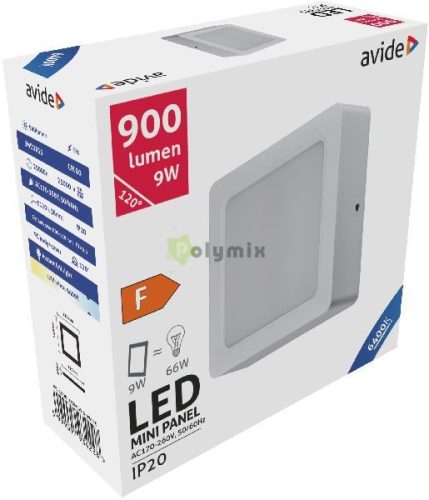 LED Falra Szerelhető Négyzetes Mennyezeti Lámpa Műanyag 9W CW 6400K