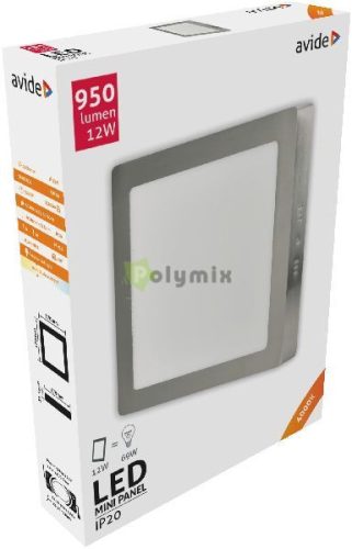 LED Falra Szerelhető Négyzetes Mennyezeti Lámpa ALU Szatén Nikkel 12W NW 4000K