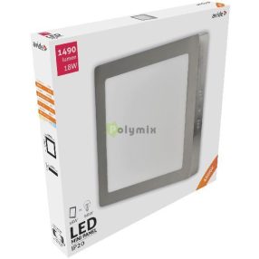   LED Falra Szerelhető Négyzetes Mennyezeti Lámpa ALU Szatén Nikkel 18W NW 4000K