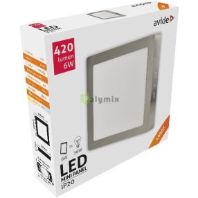  LED Falra Szerelhető Négyzetes Mennyezeti Lámpa ALU Szatén Nikkel 6W NW 4000K