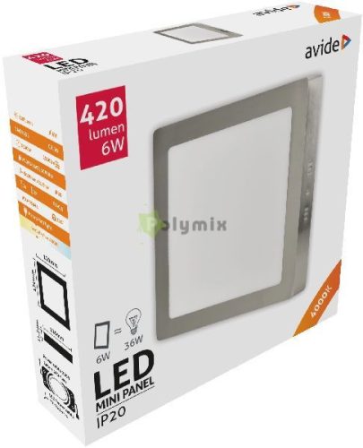 LED Falra Szerelhető Négyzetes Mennyezeti Lámpa ALU Szatén Nikkel 6W NW 4000K