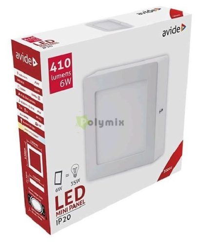 LED Falra Szerelhető Négyzetes Mennyezeti Lámpa ALU 6W WW 3000K