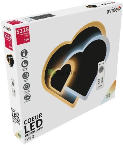 Design Mennyezeti Lámpa Coeur 55W(27.5+27.5) RF Távirányítóval