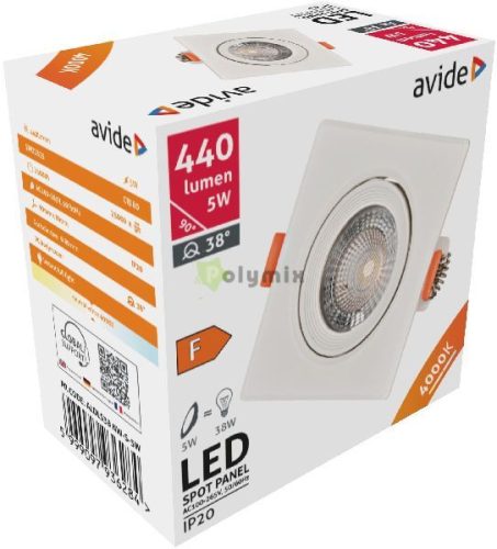 LED Beépíthető Spot 38° Négyzetes 5W NW 4000K