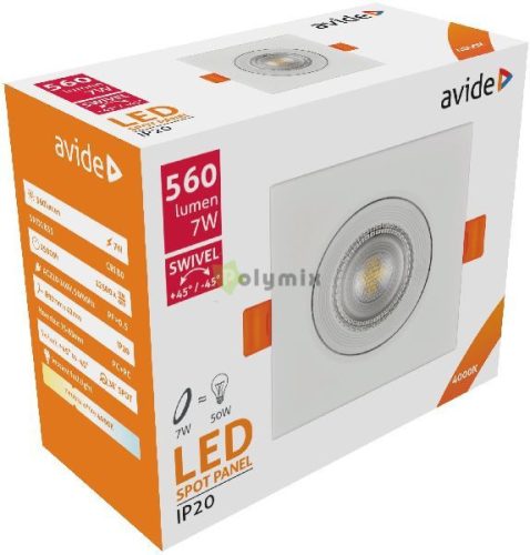 LED Beépíthető Spot 38° Négyzetes 7W NW 4000K
